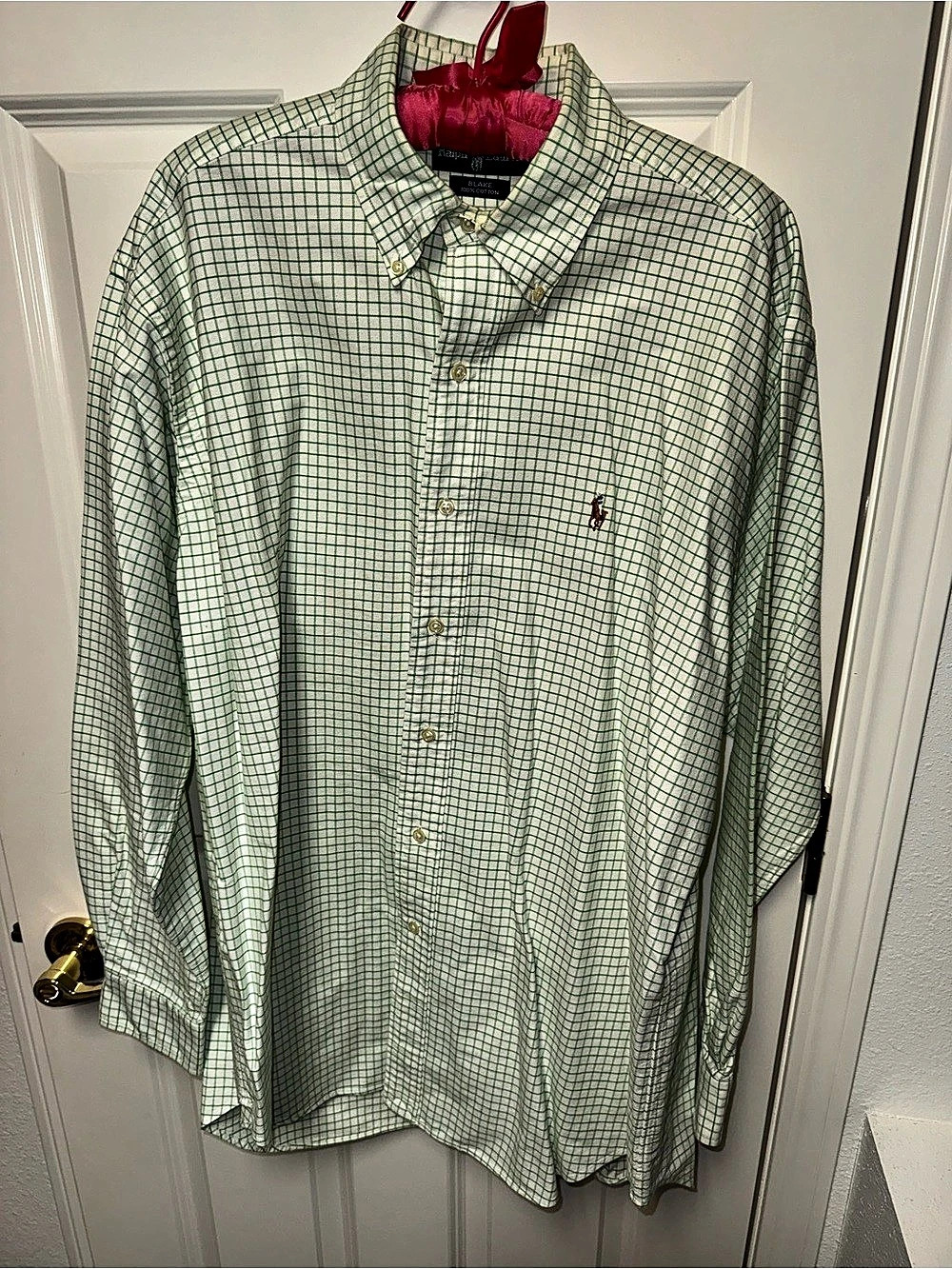 Ralph Lauren Blake Fit Green Grid Check Long Sleeve Button-Down Shirt Men's